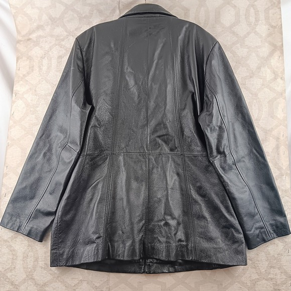 Worthington Women's Black Genuine Leather Zip Front Jacket XL Classic Style - Picture 2 of 9